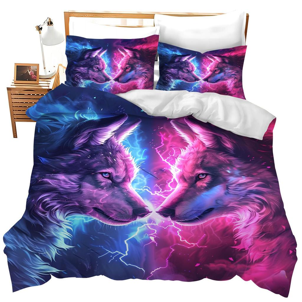 Fox Theme Three-Piece Quilt Cover 3D Digital Printing Bedding Set Bed Cover