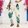Women Plus Size Loose Straight Leg Long Pants Blue Gold Marble Printed With Pockets