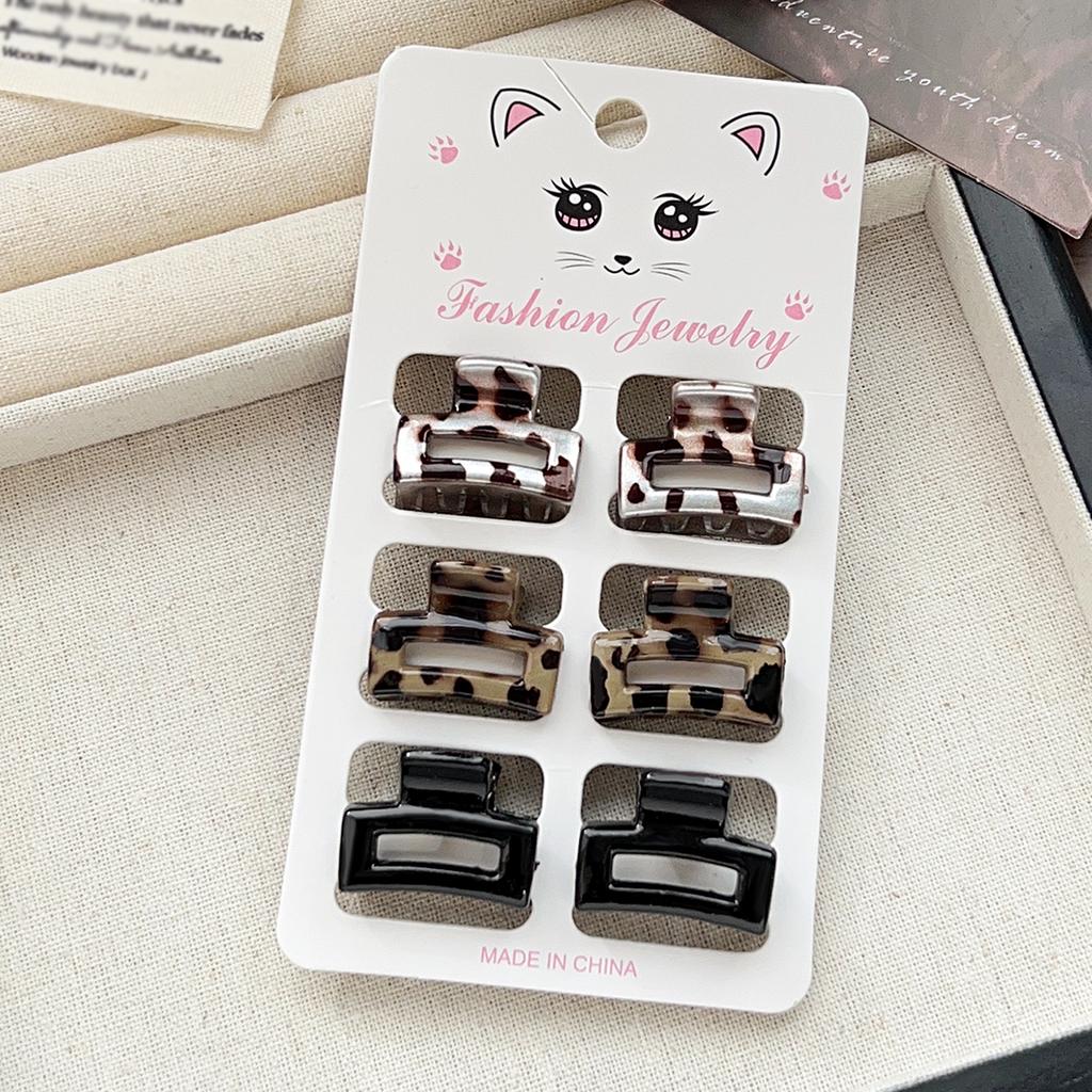 6 Pcs Candy Color Compact Butterfly Hair Clips For Thin Hairrectange Banana Clipsfashion Leopard Flower Jaw Clips For Kid Girls X