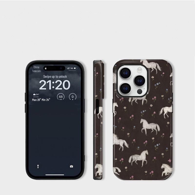 

Green Cartoon Horses Case for iPhone16 Pro & iPhone17 Pro Max with Full Lens Protection 16 Pro