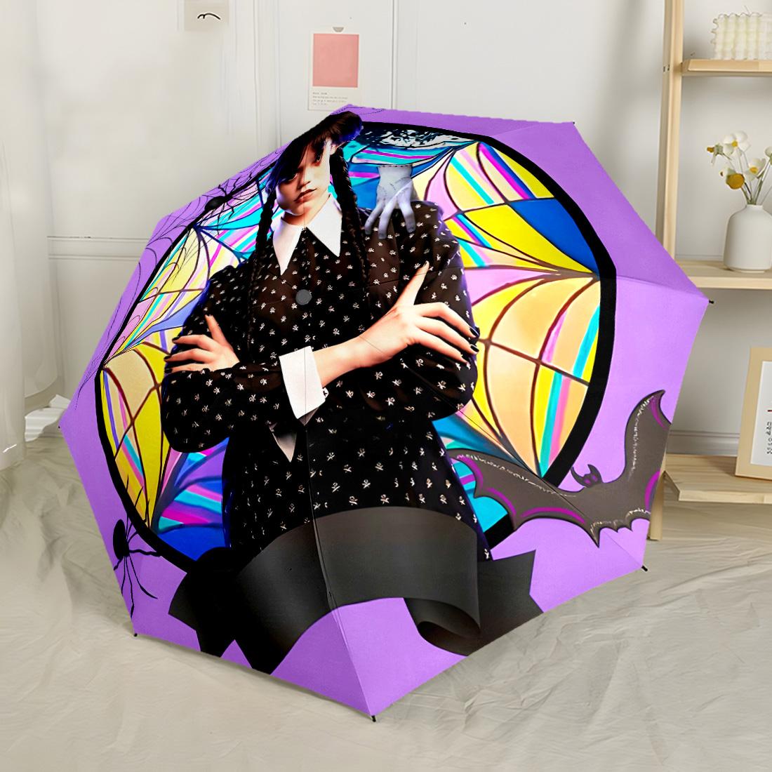 

Wednesday Automatic Umbrella Retractable Design with 8-Rib Durability Foldable Design Durable Everyday Carry Umbrella