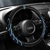 Carbon Fiber Sport Steering Wheel Cover Leather Grip 38cm Universal Car