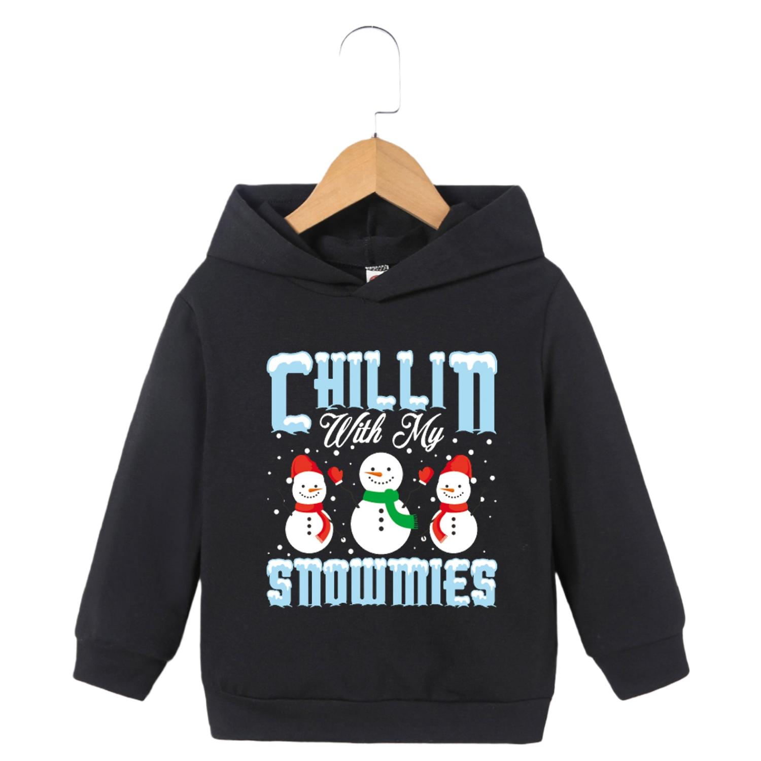 

Детский повседневный пуловер с принтом снеговика, толстовка с капюшоном с длинными рукавами, детская спортивная одежда для весны и осени 100