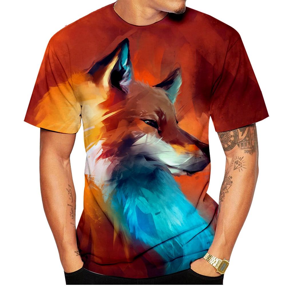 

Новая летняя футболка с принтом волка для мужчин и женщин, модная, креативная, с 3D-принтом, с коротким рукавом, забавная, повседневная, с цифровым принтом, топы, детские футболки 3XL