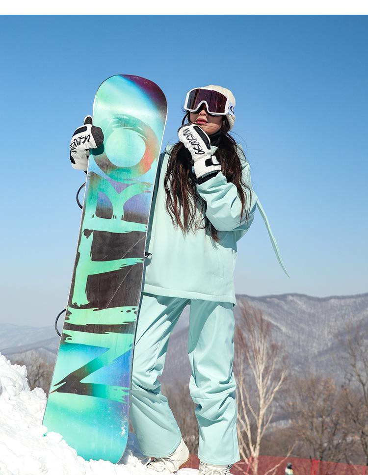 Unisex Winter Waterproof Rabbit Ear Ski Suit: Silver Fox Fleece One-Piece Plus Size Windproof Jacket