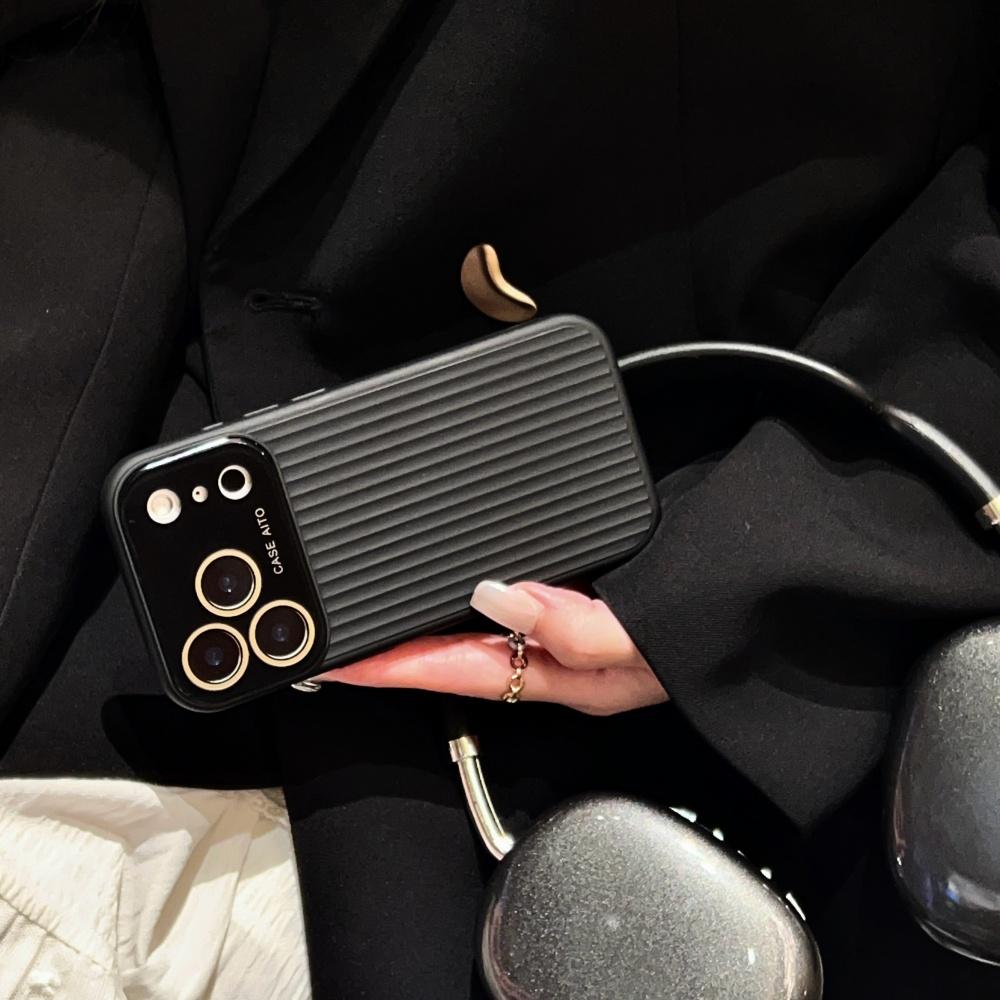 Luxury Stripe Corrugated Pattern Phone Case For iPhone 17 Air 16 15 14 13 12 Pro Max Glass Lens Protect Shockproof Armor Cover