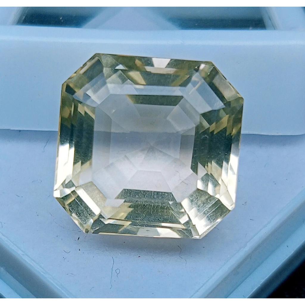 Beautiful Natural Light Yellow Sapphire 14+ Ct Asscher Cut Certified Gemstone