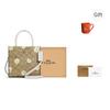 Coach Cally 17 Daisy Floral Print Coated Canvas And Pebble Leather Tote Bag Women Tote Bags Khaki C3599-IMOTV