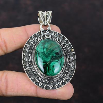 Pendentif Malachite Pendentif en pierre précieuse de haute qualité Pendentif vintage en argent sterling 925 Pendentif fait à la main Bijoux élégants Cadeau pour les femmes