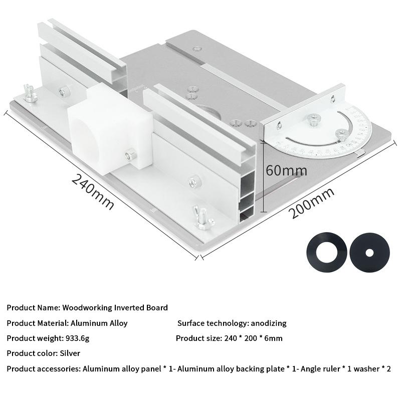 C8 Fräsliftplatten-Set - Aluminium Frästisch-Einlegeplatte, Schiebeklotz, Führungsanschlag für Holzbearbeitung