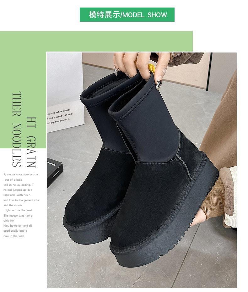 

Grape mother studiolee warm big thick bottom splicing zipper bag legs show high and thin snow boots women autumn and winter 40 чёрный