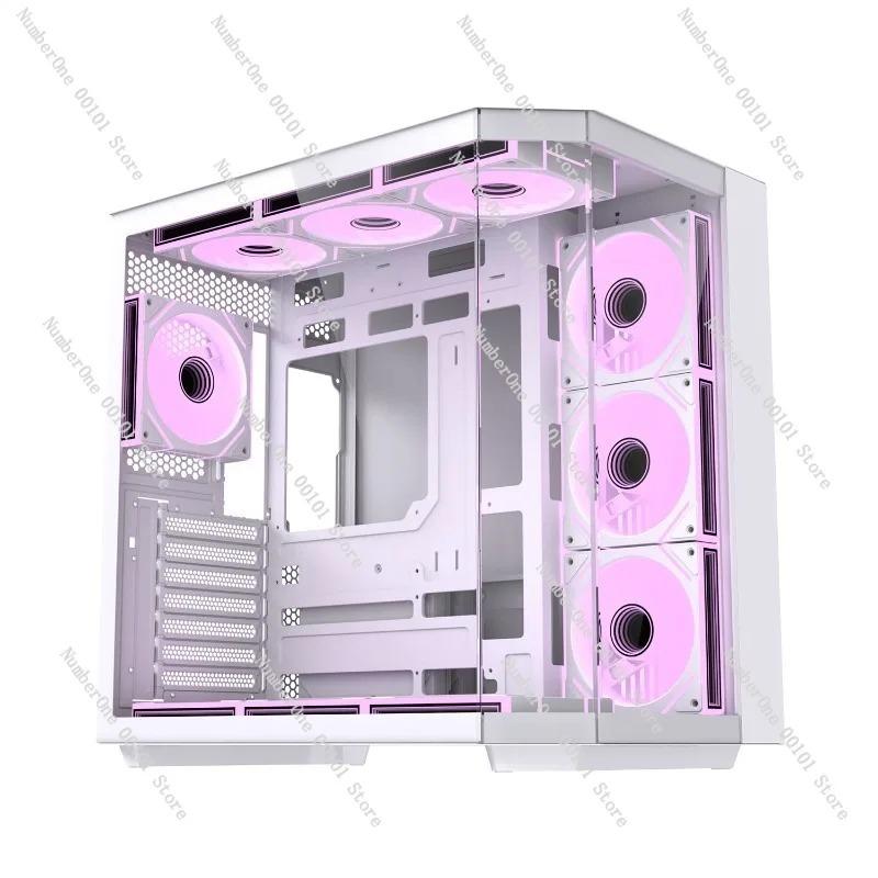 Curved Sea View Room ATX Case, 360° Water-cooled Tempered Glass, E-sports Internet Cafe Hosts, Gaming Desktop Case