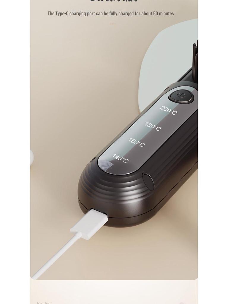 Portable Wireless Hair Straightening Comb with Negative Ions, No Damage, Mini Styling and Curling Tool