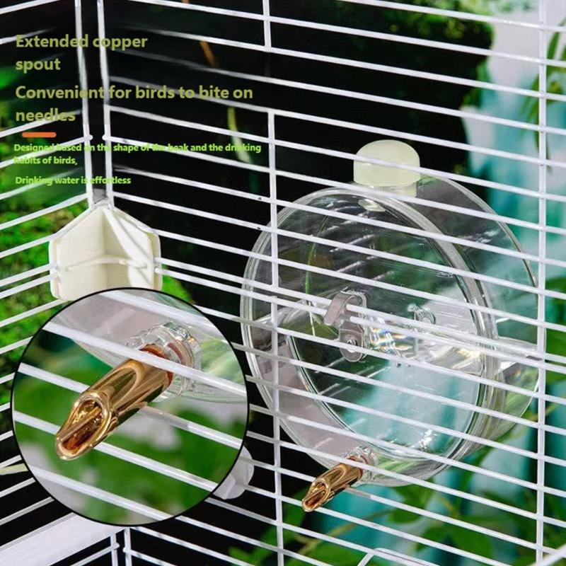 Auto Touch Activated Bird Waterer 250ml Corrosion Resistant Cage Attachment Water Dispenser for Low Waste Watering