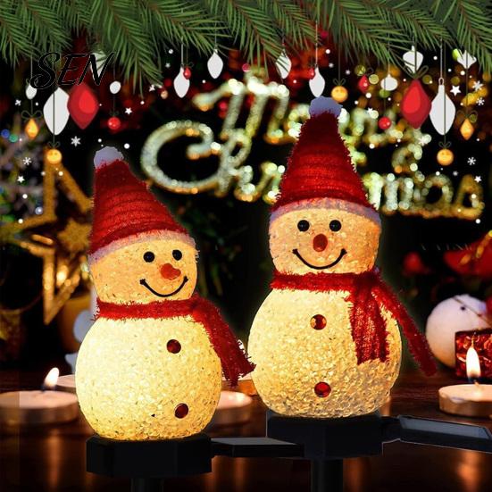 Waterproof Solar Powered Yard Ornaments 2Pcs Snowman Garden Lights, Christmas Pathway Decorative Figures for LED Lamps with Stakes Lawn Patio