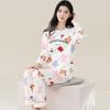 Aifen Teng Women's Pajamas Set: Pure Cotton, Long Sleeve, Long Pants, Casual Home Wear, Suitable for Spring, Autumn, and Winter.