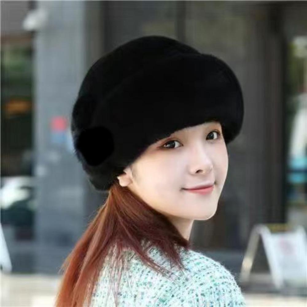 Mink Hat for Women Mink Fur Hat for Middle-aged and Elderly Mothers Winter Hat Outdoor Leisure Ear Protection and Warm Mink Hat