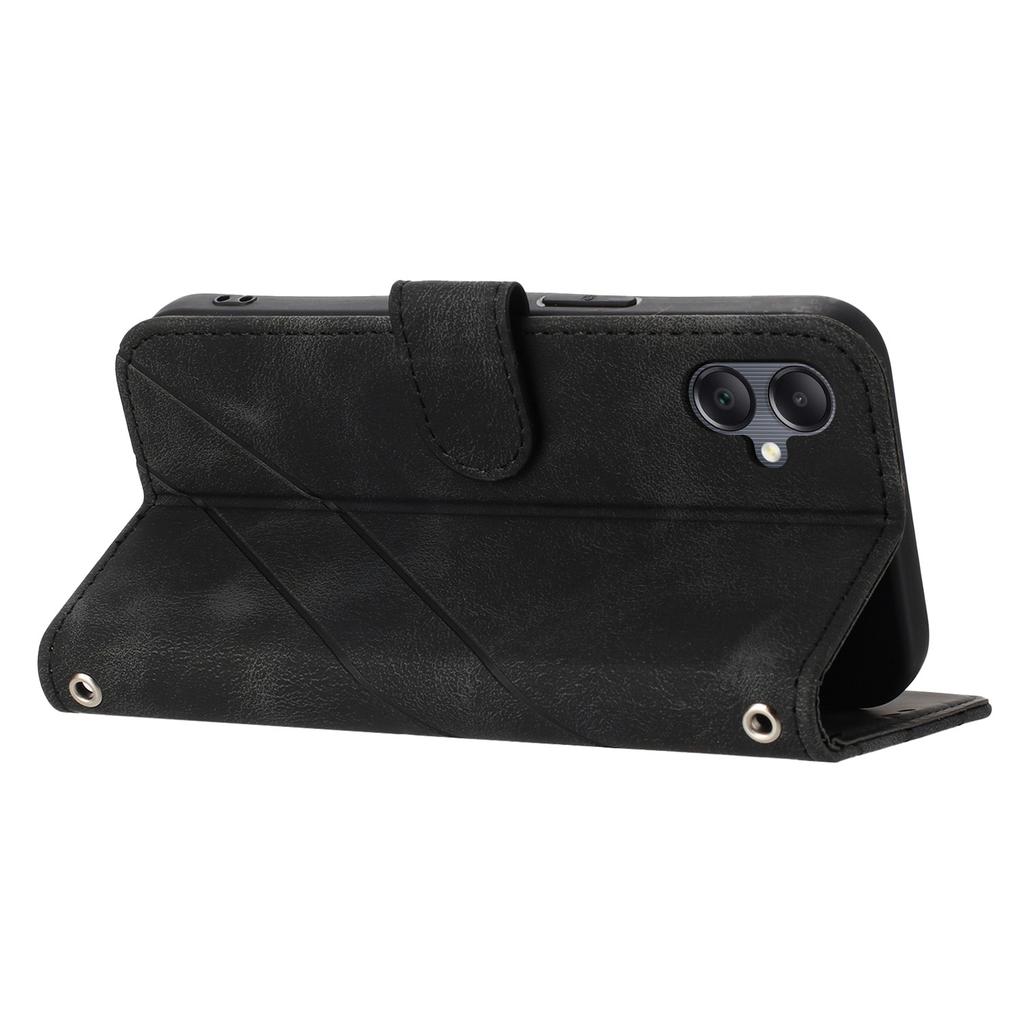 For Samsung Galaxy A07/A06 4G/5G Case Imprinted Line Leather Phone Cover with Handy Strap