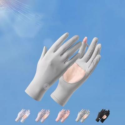 1 Pair Ice Silk Thin Sunscreen Gloves Elastic Anti-UV Touch Screen Ice Silk Gloves Comfortable Breathable Cycling Driving Gloves