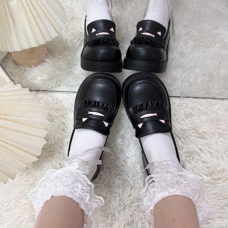 

Original Japanese small leather shoes spring new thick-soled round head JK uniform shoes student shoes Lolita shoes 35 чёрный