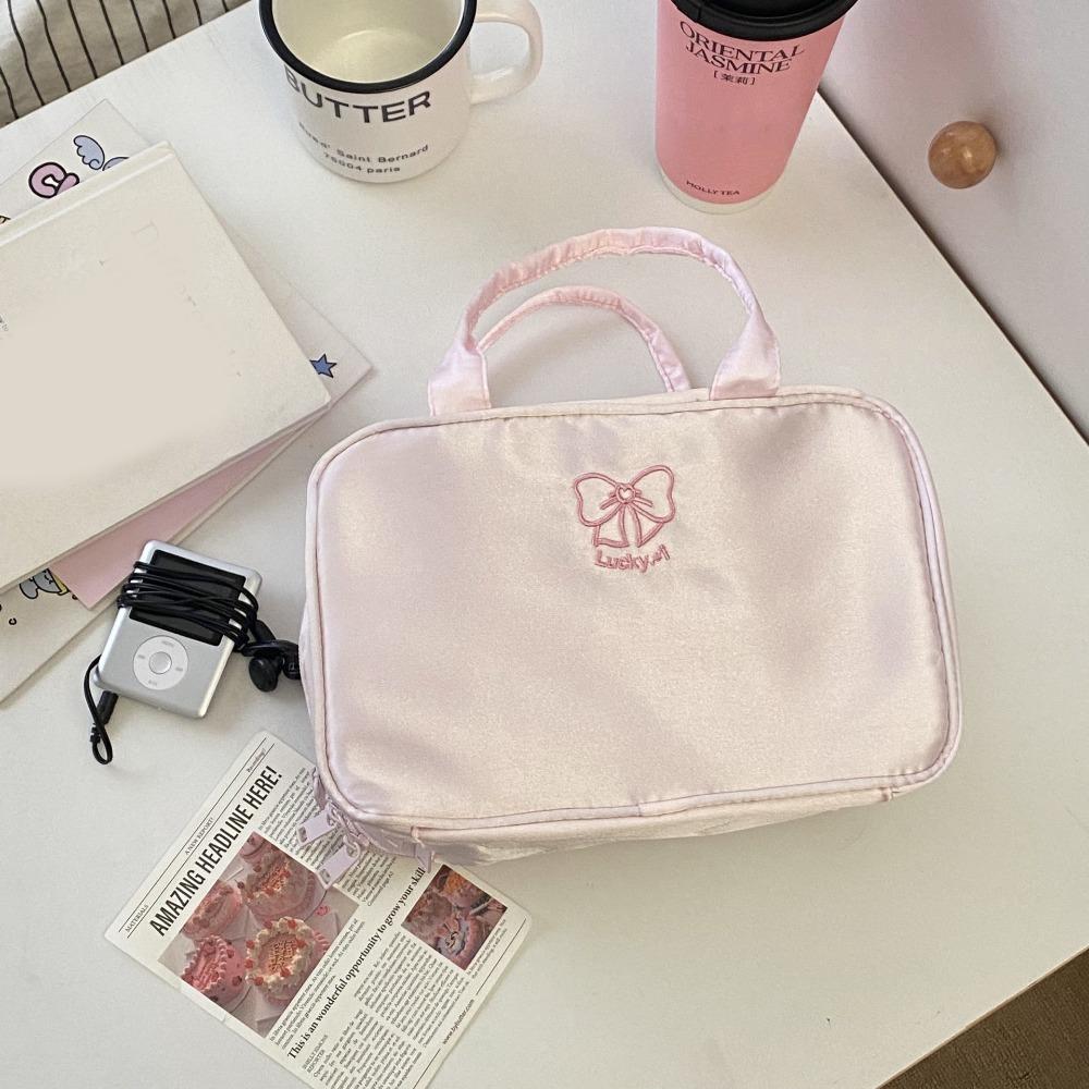 

Pink Large Cosmetic Bag Large Capacity Dust-proof Storage Bag Makeup Pocket Travel Bag Women розовый