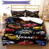 3pcs Custom Name Racing Bedding Set Duvet Cover Closure Includes 1 Duvet Cover & 2 Pillowcases, Soft and Comfortable for All Seasons.