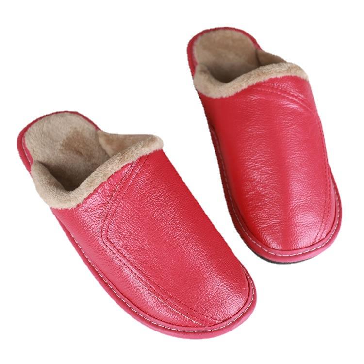 Fashion Large Size Men's Autumn Home Shoes Unisex Genuine Leather Slippers Comfortable Indoor Slippers Flat