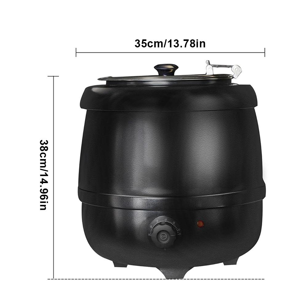 10L Buffet Warming Pot with Lid Hinged Electric Soup Warmer Stainless Steel Heating Stew Kettle for Restaurants Home Catering