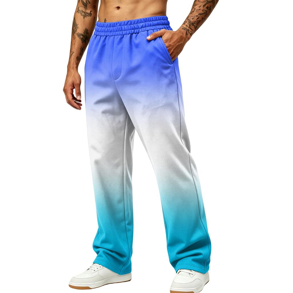Men's Printed Wide Leg Jogger Sweatpants with Pockets for Casual Athletic Wear