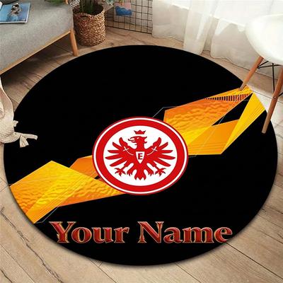 Okrągły dywanik Eintracht Frankfurt z własnym imieniem, Dywanik do salonu, sypialni, na sofę, do pokoju zabaw, Mata podłogowa antypoślizgowa
