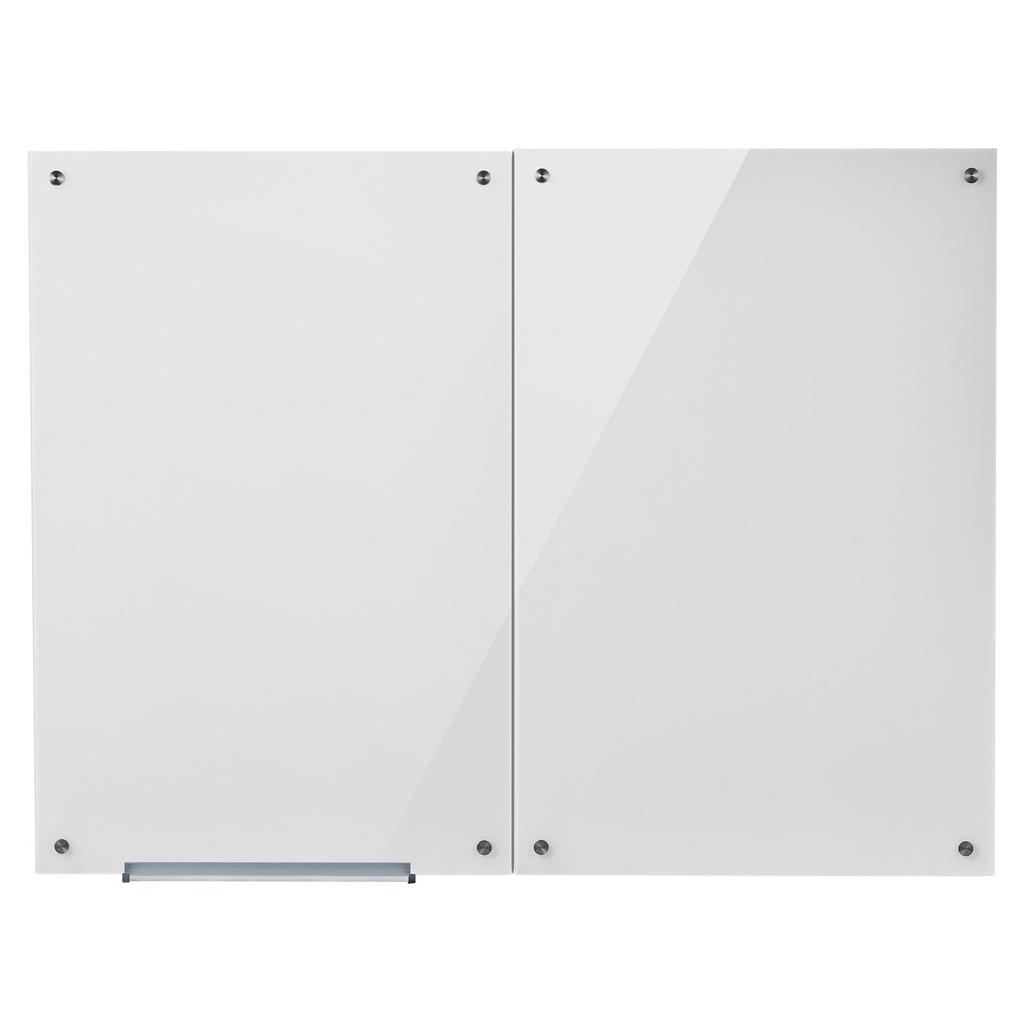 VEVOR Glass Dry Erase Board 2 Pack 900 x 600 mm White Magnetic Whiteboard, Wall-Mounted, Frameless, Thick Tempered Glass, with Markers