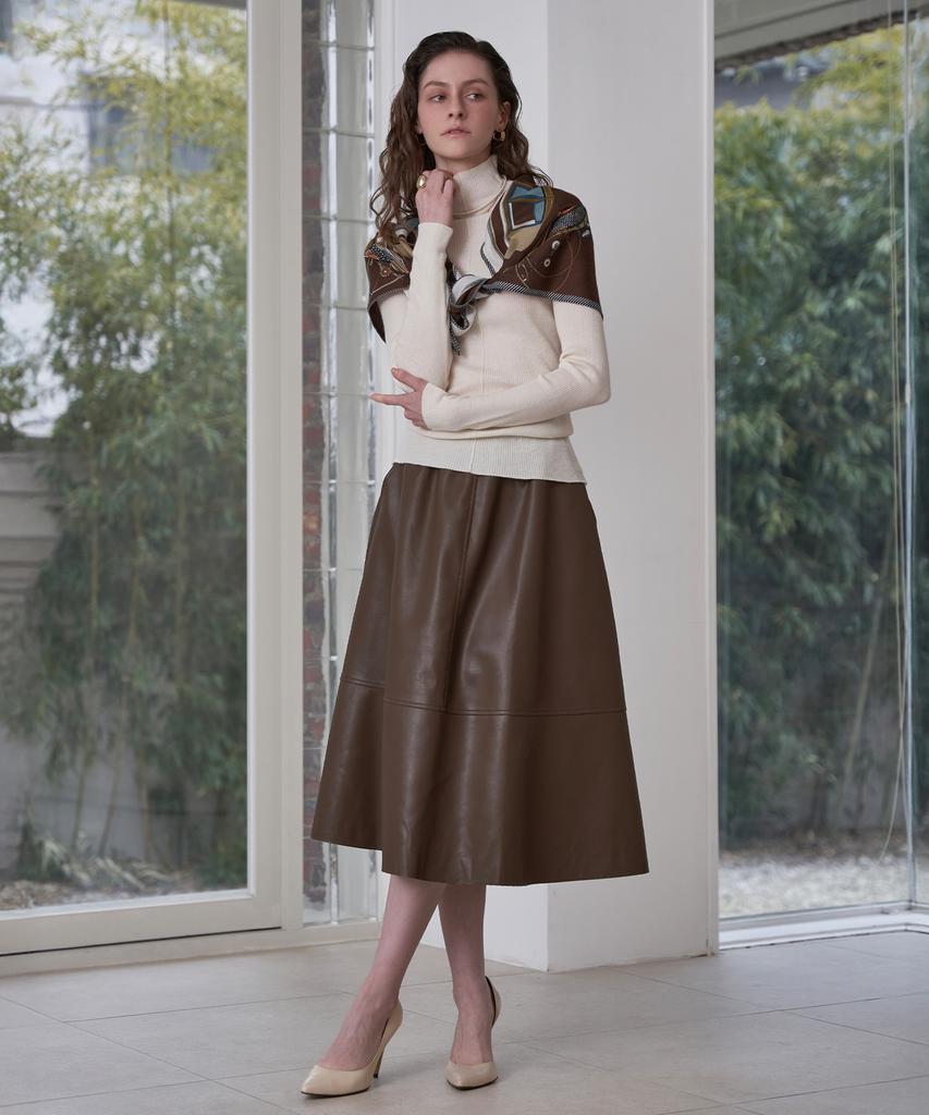 Leni And Mccoy Cut-Out Faux Leather Banding Skirt Mm10Sk470Fcy