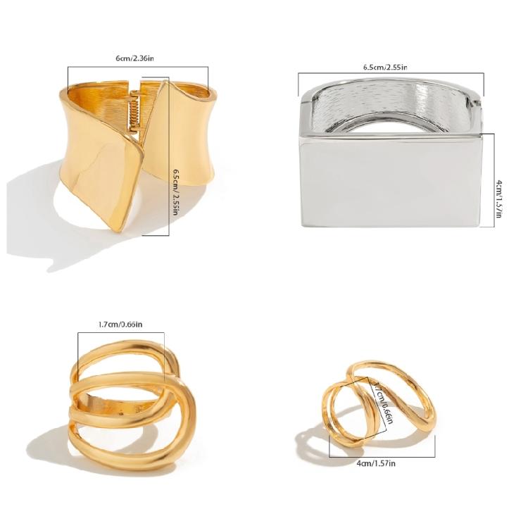 Stylish Geometric Wristband/Finger Ring Handmade Statement Bangle Fashionable Wrist Jewelry for Modern Women and Men