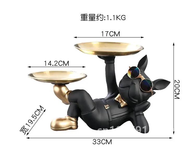 Bulldog Animal Figurines,Home Decoration Accessories,Table Ornaments,Storage Tray,Dog Model Statue,Sculpture Living Room Decor