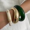 Ingemark 3 Styles Boho Resin Thick Chunky Bangles for Women New Trend Punk Stacking Up Arm Bracelets Couple Daily Party Jewelry