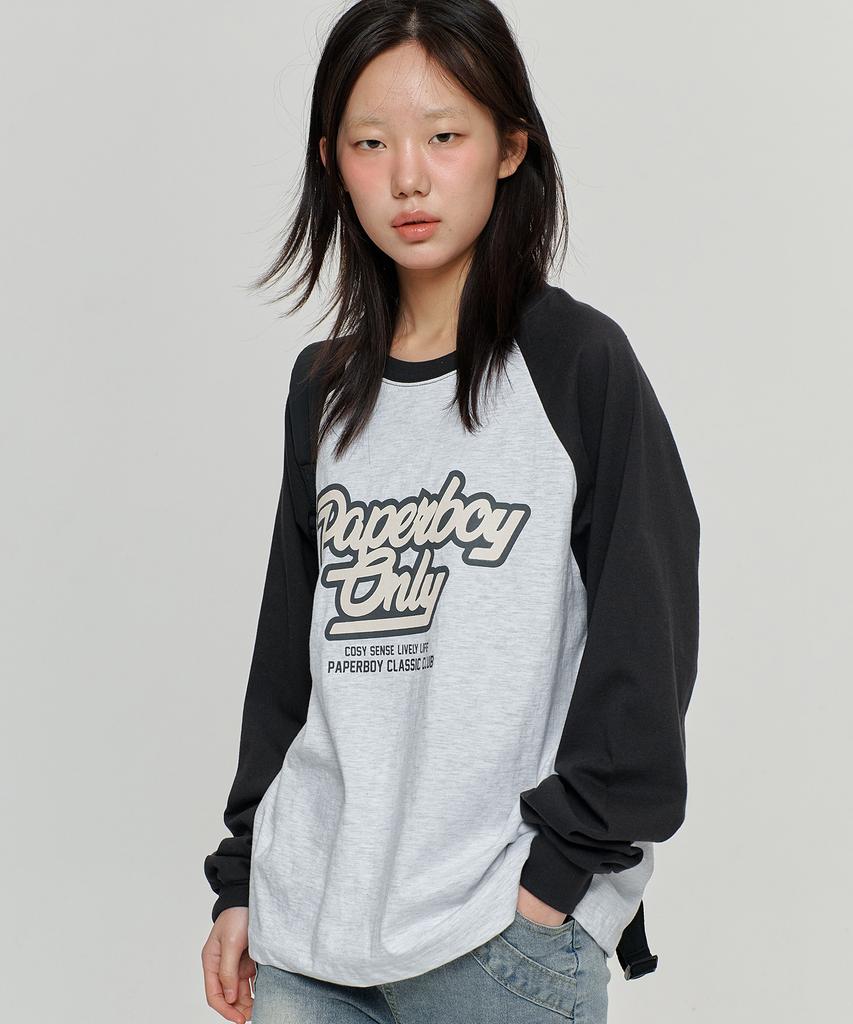 PAPERBOY Only Raglan Oversized Long Sleeve - White & Navy