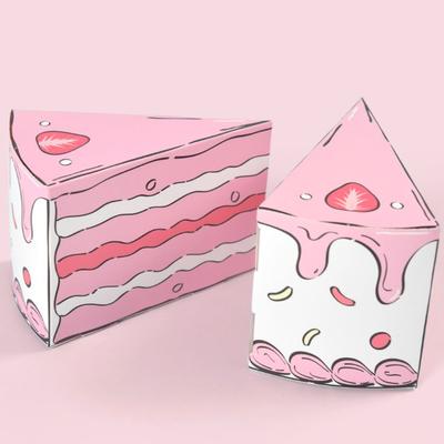 10PCS Adorable Paper Triangular Cake Shaped Gift Box DIY Cartoon Birthday Party Favor Box Combination Candy Box