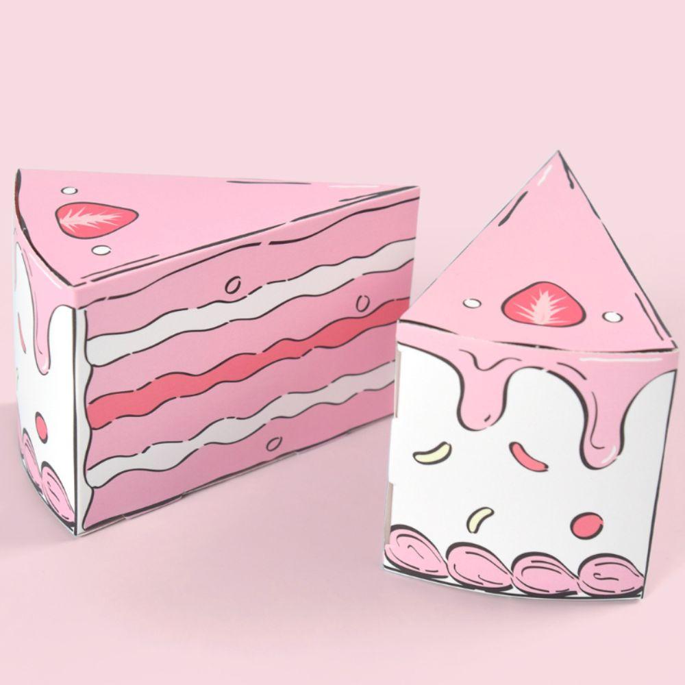 10PCS Adorable Paper Triangular Cake Shaped Gift Box DIY Cartoon Birthday Party Favor Box Combination Candy Box