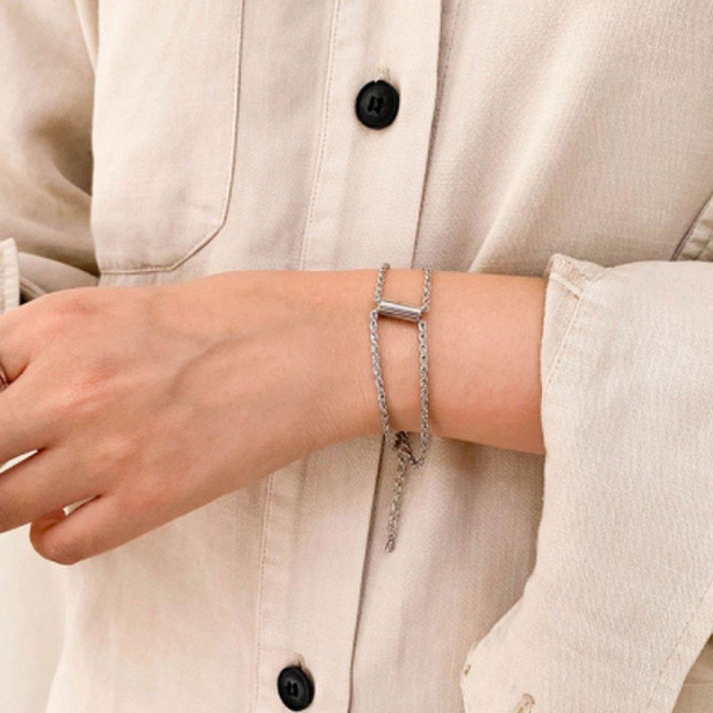 Surgical steel chain twisted double-row bracelet