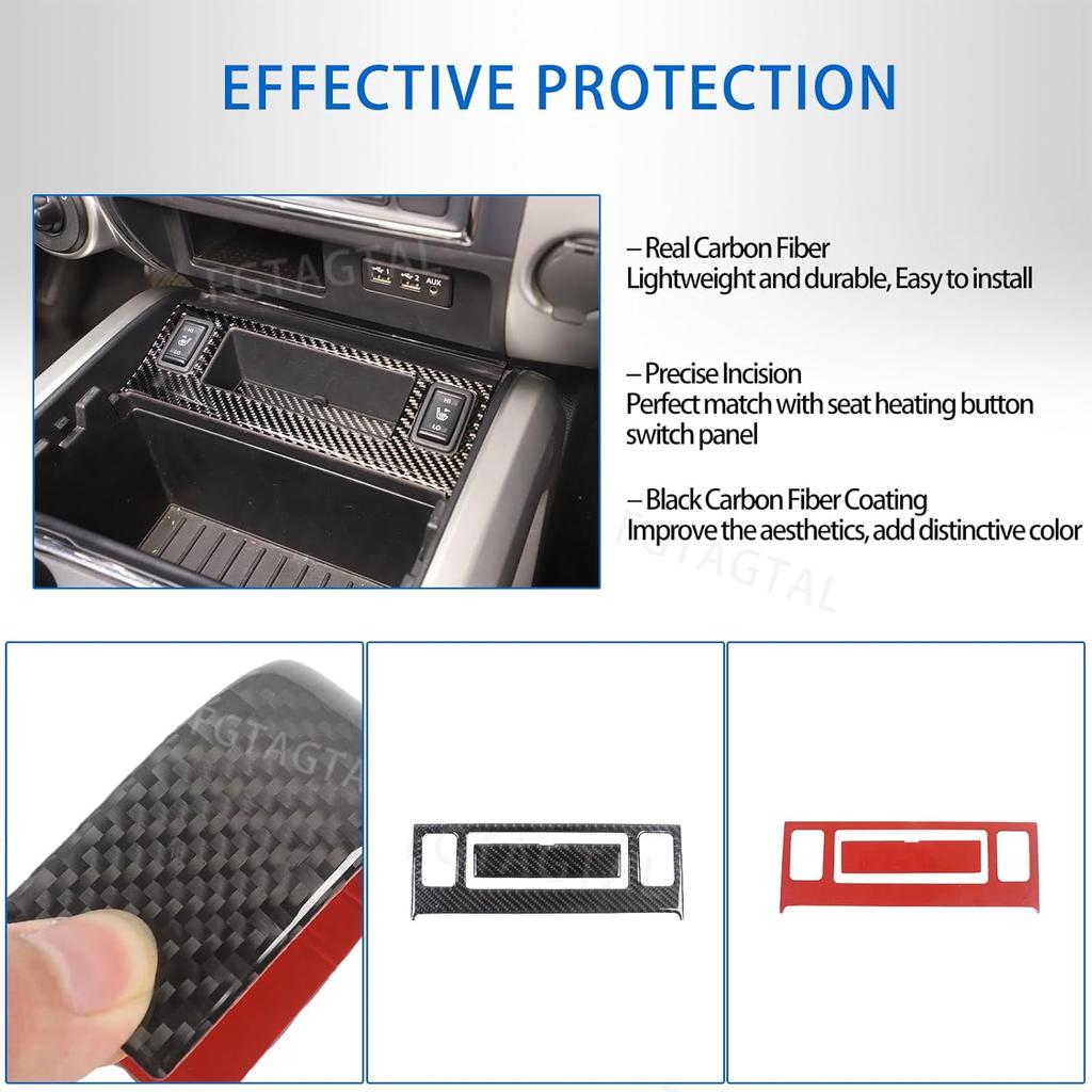 Soft Carbon Fiber Center Console Seat Heating Button Switch Trim Sticker Fit for Nissan Titan 2016-2023, Console Heating Button Panel Trim Cover