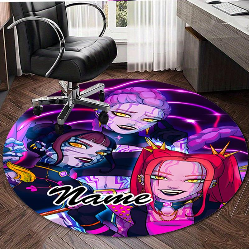 Personalized K-KPop Demon Hunters Round Chair Office Rug - Perfect for Mat, Office Chair & More - Ideal Gift for Birthdays and Holidays