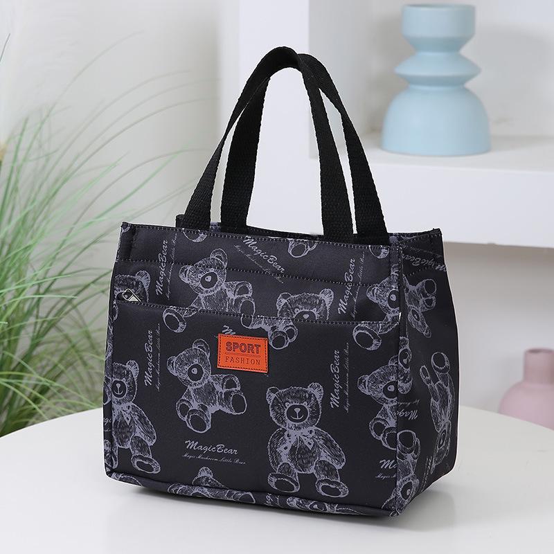 Large Cartoon Oxford Cloth Lunch Tote Bag - Thickened for Work & Commute