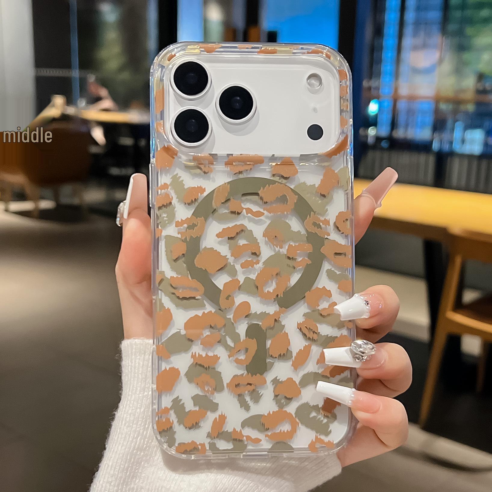 

Luxury Leopard Print Magnetic Case for Apple iPhone 17 Pro Max - Full Coverage Protection iPhone 13