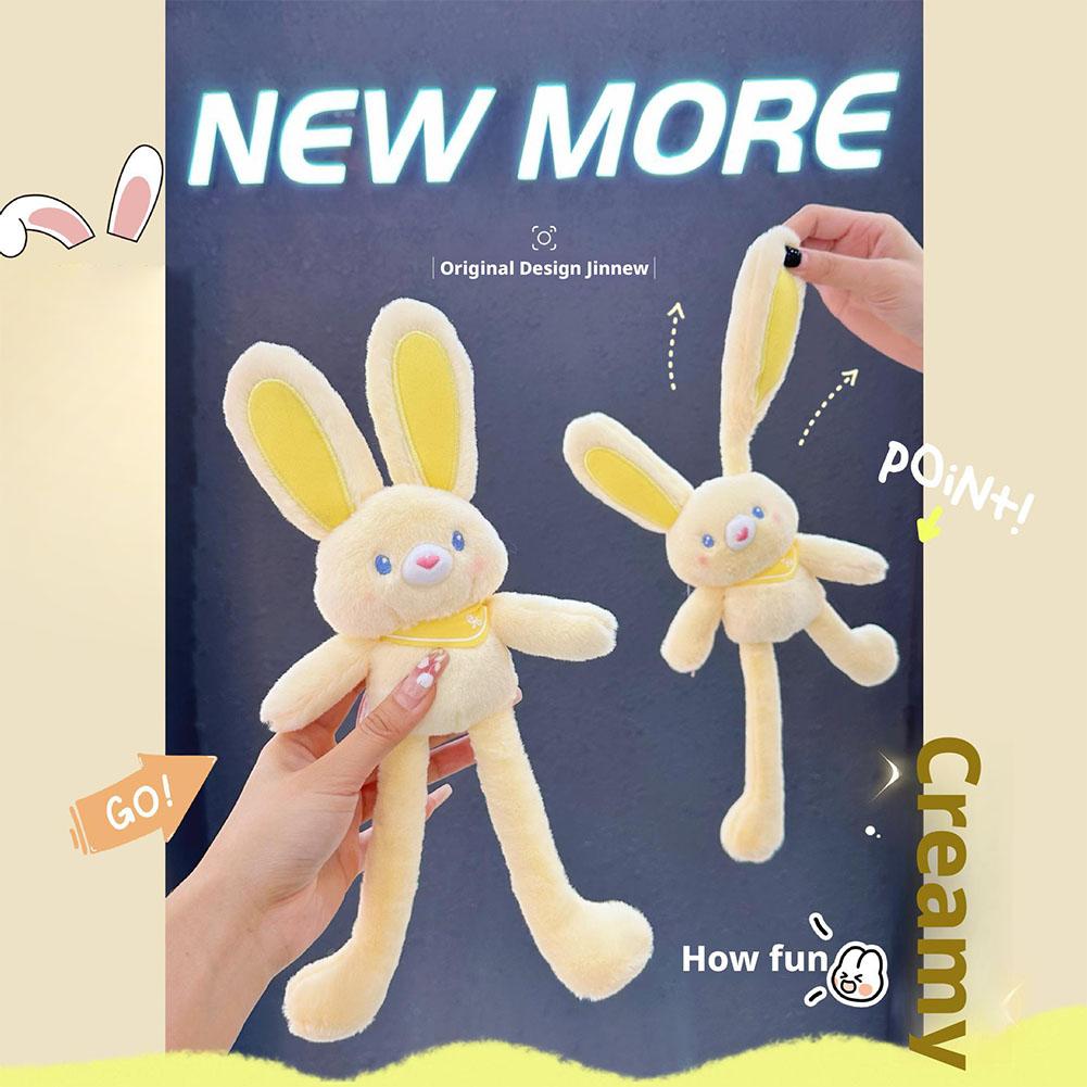 Pull Up Rabbit Plush Toy Soft Stuffed Bunny Keychain Cute Hanging Decor Stress Relief Schoolbag Pendant Gift For Kids 30Cm