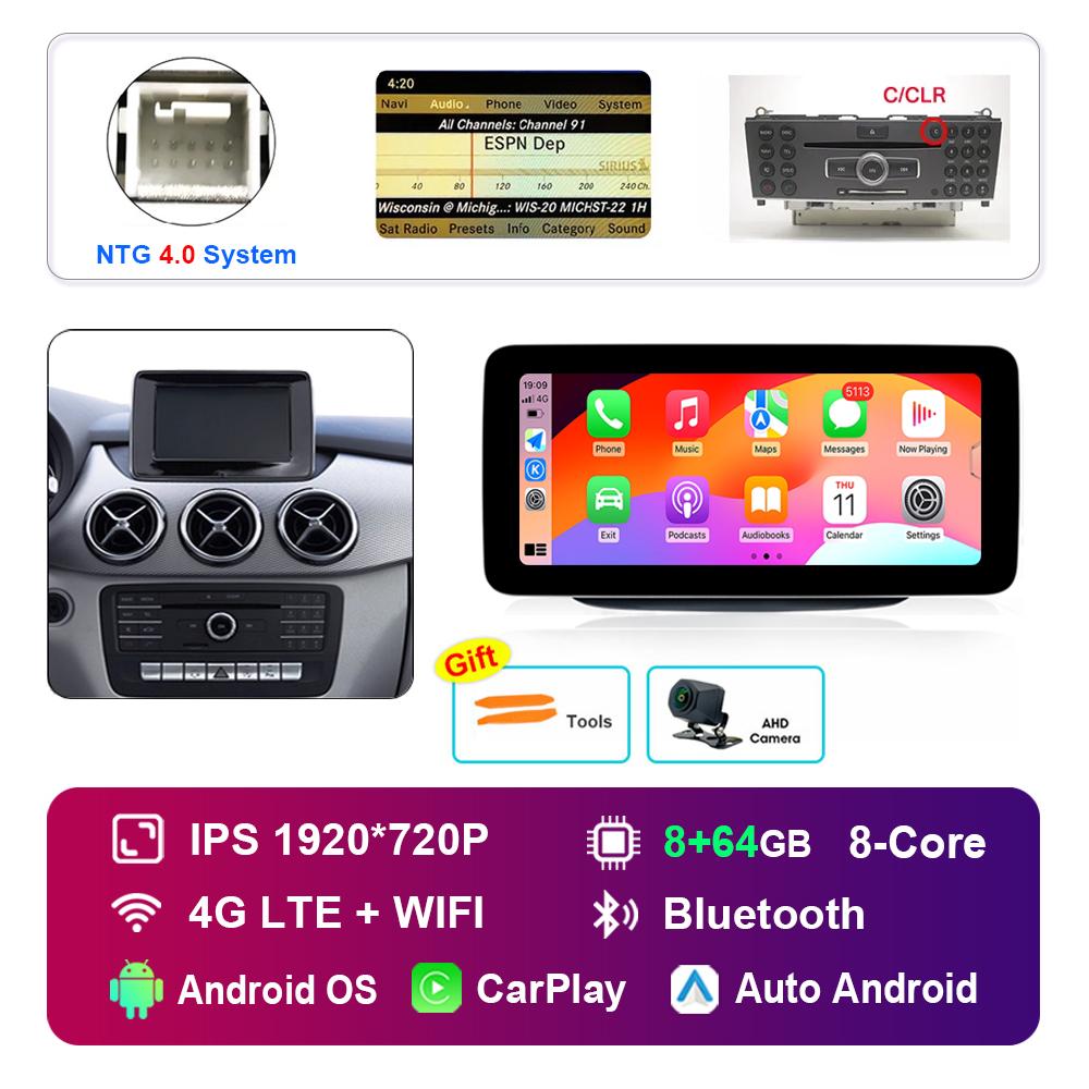 10.25 Inch 1920*720P for Benz B-Class W246 W245 2011 - 2019 NTG 4.0 4.5 System Android Car Radio Multimedia Player GPS 4G WiFi