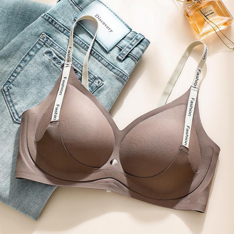 

Lift without steel ring, letter shoulder strap, jelly glue, comfortable adjustment type, fixed cup, bra cover, new model. s (fits 32.5-40kg ) темно-коричневого