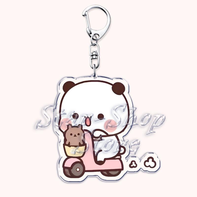 Cute Bubu Love Dudu Yier Keychains Couple Bear Panda Keyrings for Accessories Bag Pendant Key Chain Jewelry Fans Lovers Gifts