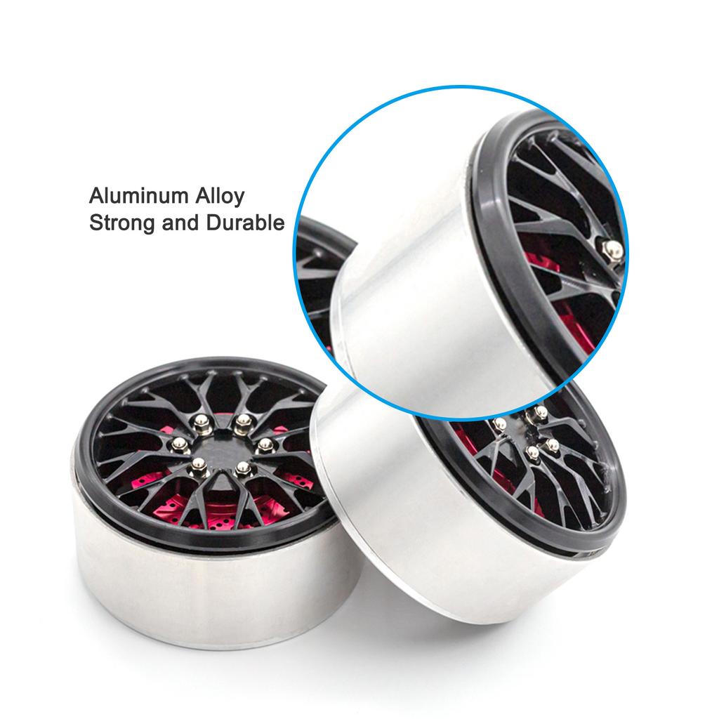 Aluminum Alloy Wheel Rim Beadlock Wheel Rims Hub 4pcs 2.2inch Replacement for 1 10 TRX4 Axial SCX10 90046 SCX10 III