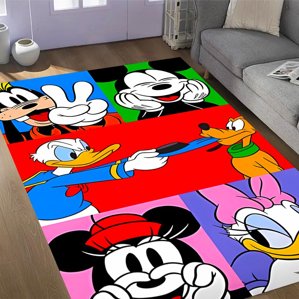 Classic Disney Characters Disney Cartoon Theme Anti-Slip Rug - Polyester, Home Decor, Suitable for Bedrooms, Living Rooms, Doorways, and Studios