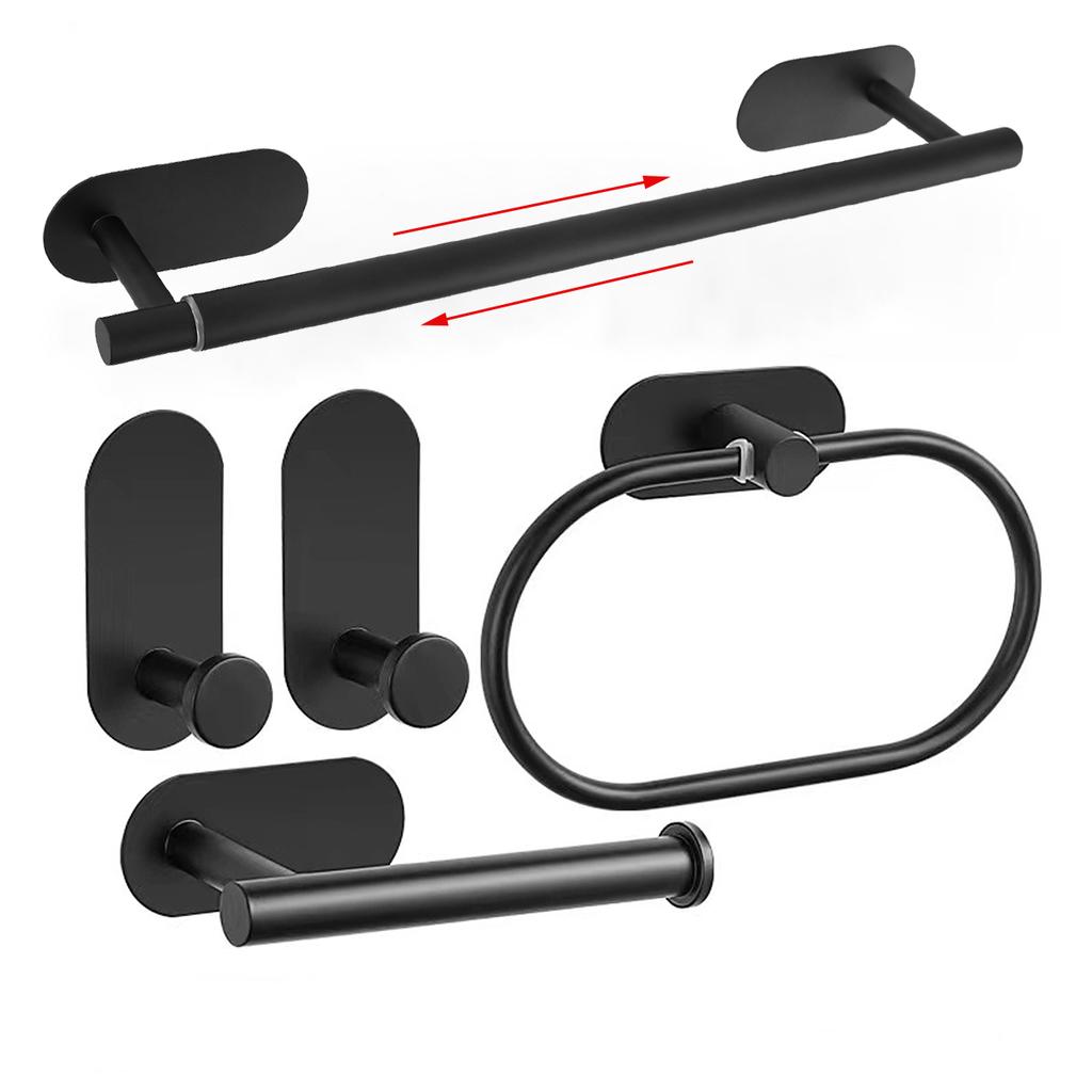 Stainless Steel Bathroom Hardware Set No-drill Towel Bar Holder Self-Adhesive Toliet Paper Holder Robe Hook Bathroom Accessories